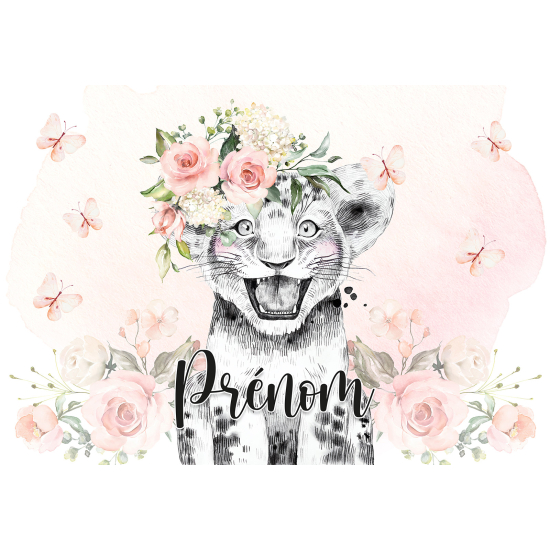 Papel pintado para niños - infantil panorámico con nombre personalizado - León Flores