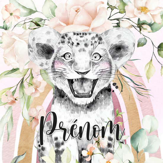 Papel pintado para niños - infantil panorámico con nombre personalizado - León Flores