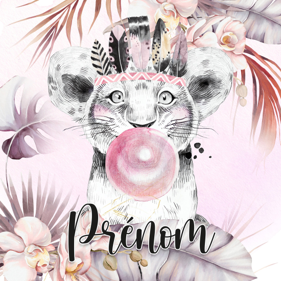 Papel pintado para niños - infantil panorámico con nombre personalizado - León Indio