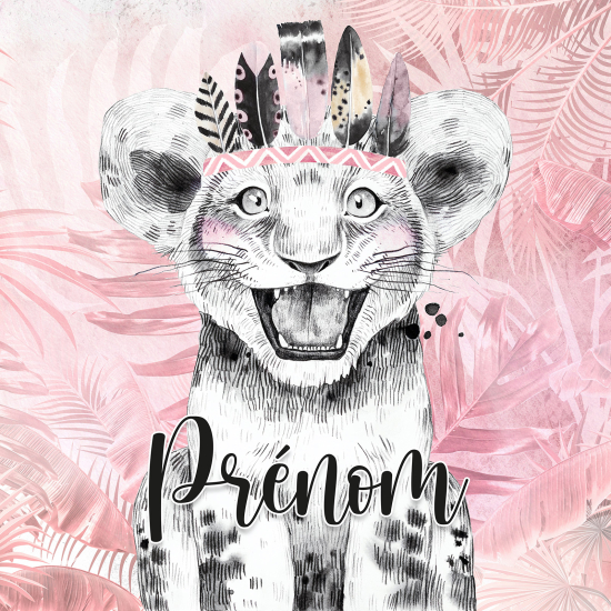 Papel pintado para niños - infantil panorámico con nombre personalizado - León Indio