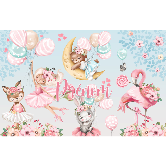 Papel pintado para niños - infantil panorámico con nombre personalizado - Mágico