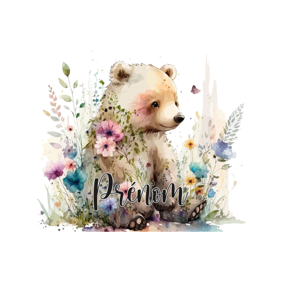 Papel pintado para niños - infantil panorámico con nombre personalizado - Osito
