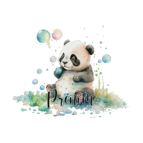 Papel pintado para niños - infantil panorámico con nombre personalizado - Panda