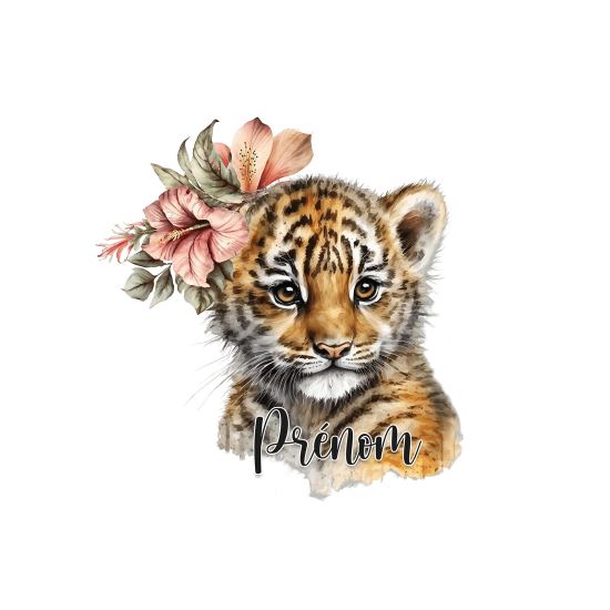 Papel pintado para niños - infantil panorámico con nombre personalizado - Tigreau
