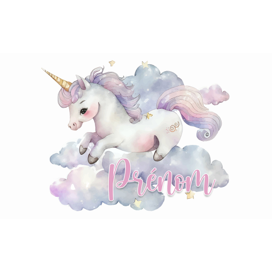 Papel pintado para niños - infantil panorámico con nombre personalizado - Unicornio