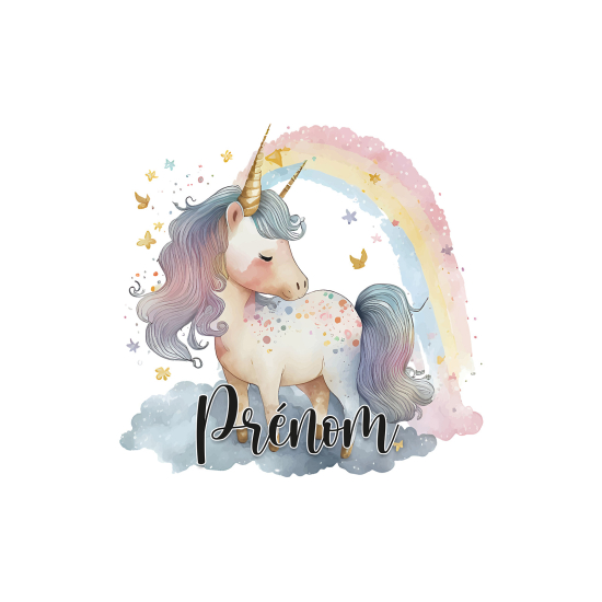Papel pintado para niños - infantil panorámico con nombre personalizado - Unicornio