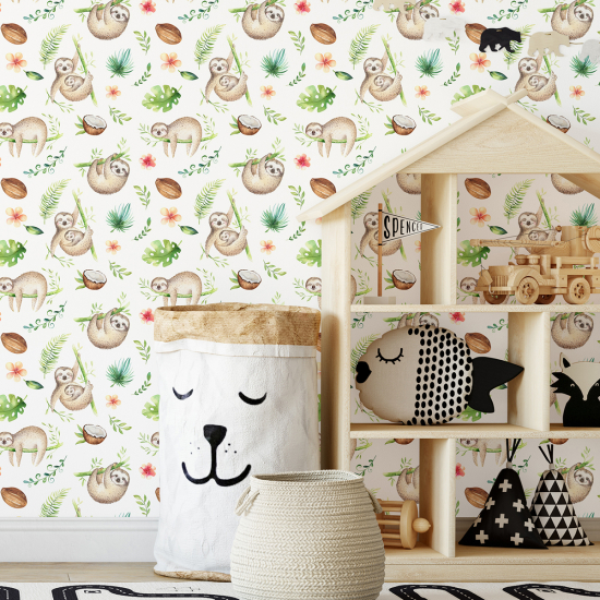 Papel pintado para niños - infantil - Perezoso