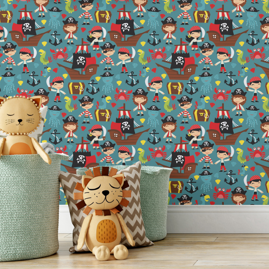 Papel pintado para niños - infantil - Piratas