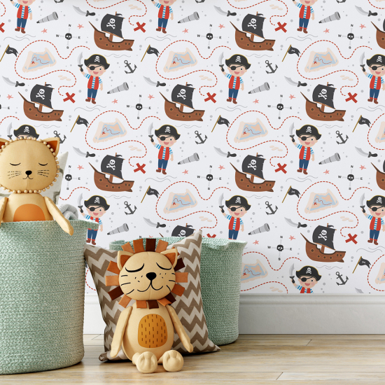 Papel pintado para niños - infantil - Piratas