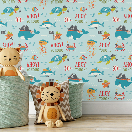 Papel pintado para niños - infantil - Piratas Marinos
