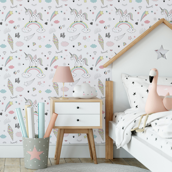 Papel pintado para niños - infantil - Unicornios