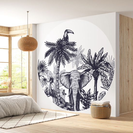 Papel pintado redondo - Animales de la Jungla