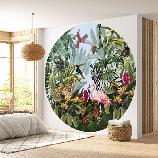 Papel pintado redondo - Animales de la Jungla