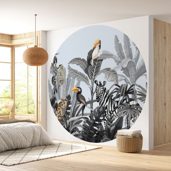 Papel pintado redondo - Animales de la Jungla