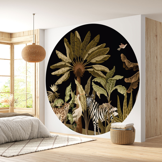 Papel pintado redondo - Animales de la Jungla