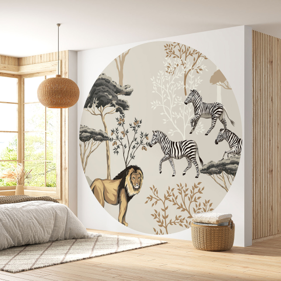 Papel pintado redondo - Animales de la Jungla