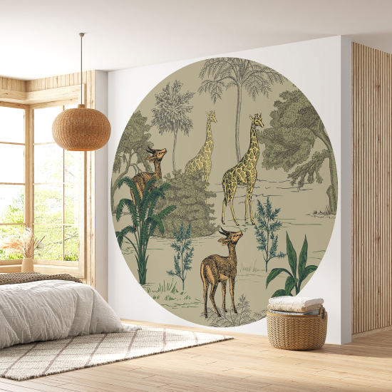 Papel pintado redondo - Animales de la Jungla