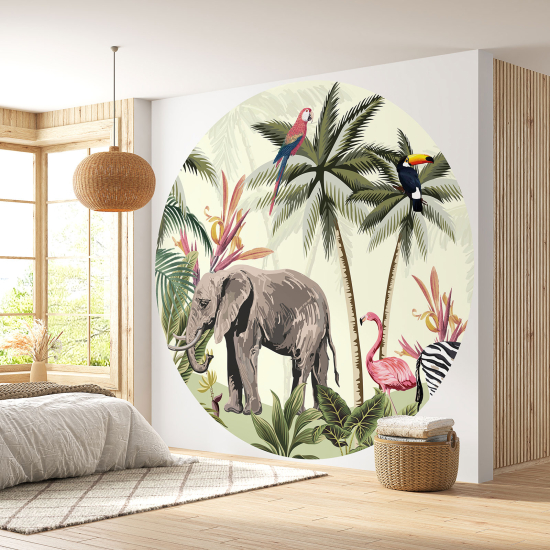 Papel pintado redondo - Animales de la Jungla