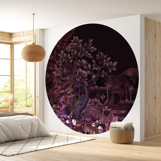 Papel pintado redondo - Árbol noche