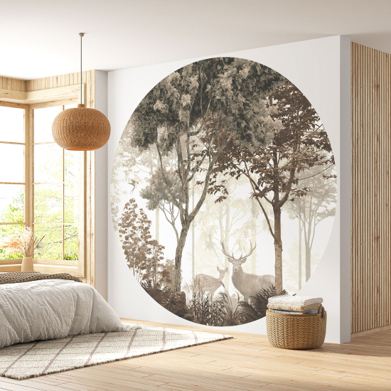 Papel pintado redondo - Bosque Ciervos