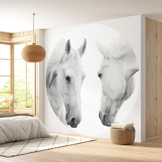Papel pintado redondo - Caballos