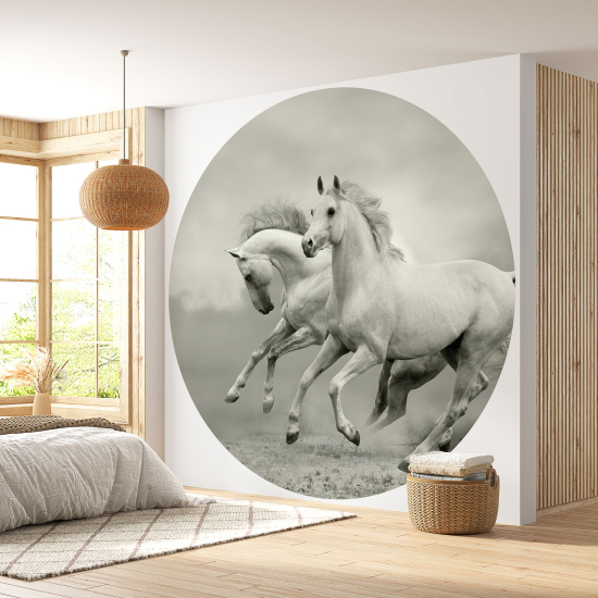 Papel pintado redondo - Caballos