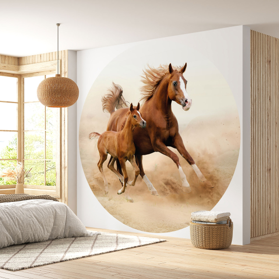 Papel pintado redondo - Caballos