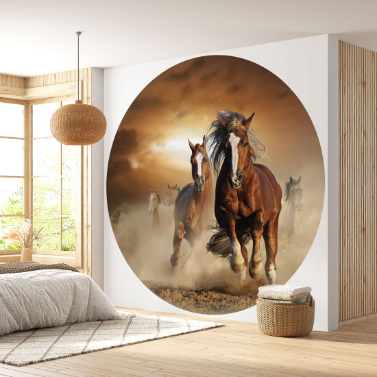 Papel pintado redondo - Caballos