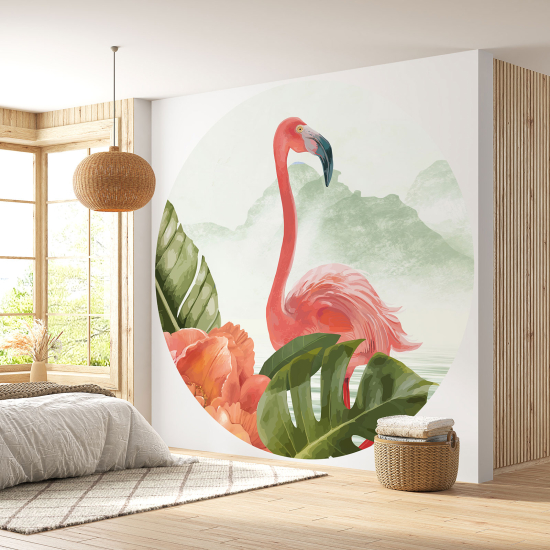 Papel pintado redondo - Flamenco rosa