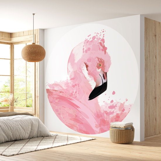 Papel pintado redondo - Flamenco rosa