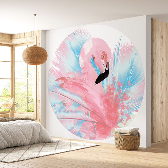 Papel pintado redondo - Flamenco rosa