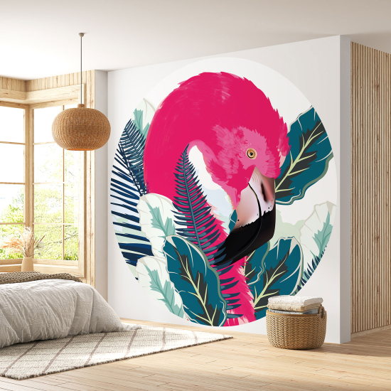 Papel pintado redondo - Flamenco rosa