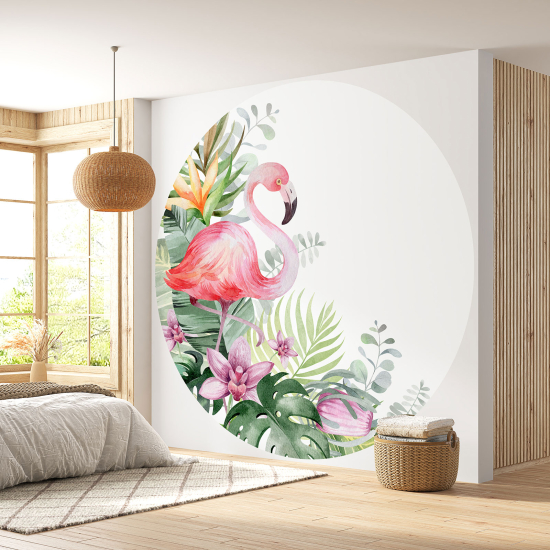 Papel pintado redondo - Flamenco rosa
