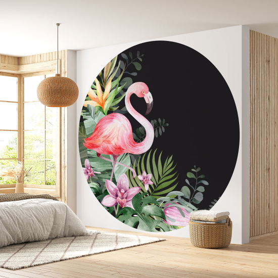 Papel pintado redondo - Flamenco rosa