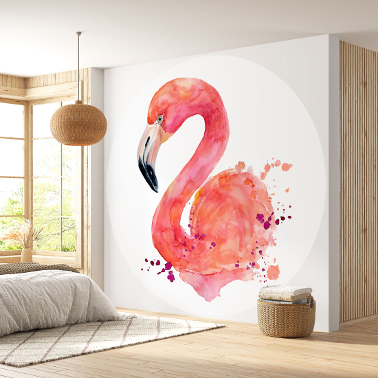 Papel pintado redondo - Flamenco rosa
