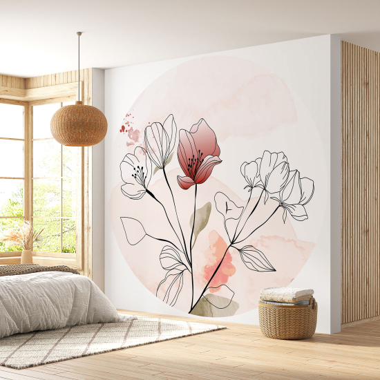 Papel pintado redondo - Flores