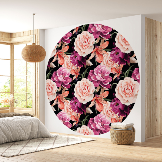Papel pintado redondo - Motivo floral