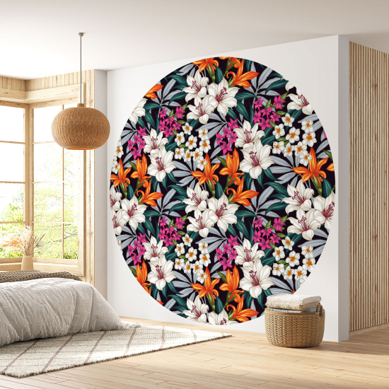 Papel pintado redondo - Motivo floral