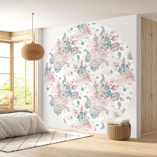 Papel pintado redondo - Motivo floral