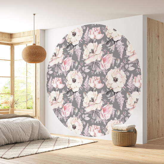 Papel pintado redondo - Motivo floral