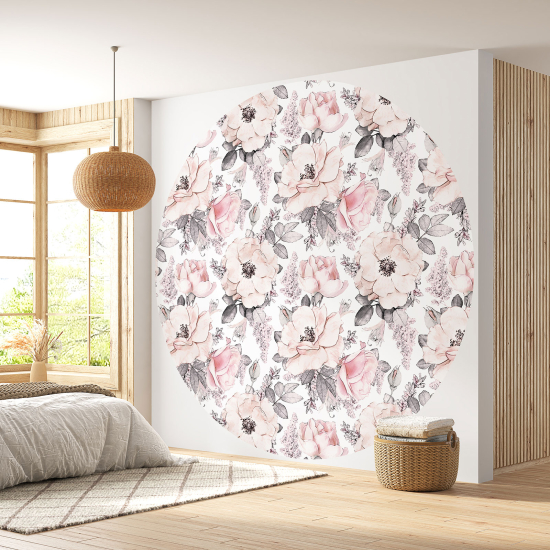 Papel pintado redondo - Motivo floral