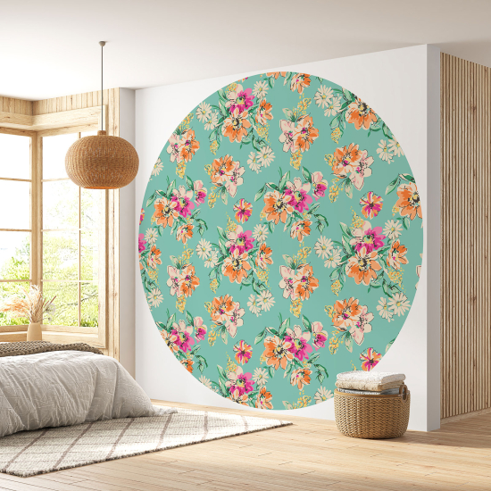 Papel pintado redondo - Motivo floral
