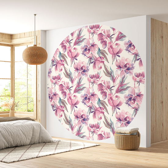 Papel pintado redondo - Motivo floral