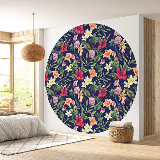 Papel pintado redondo - Motivo floral