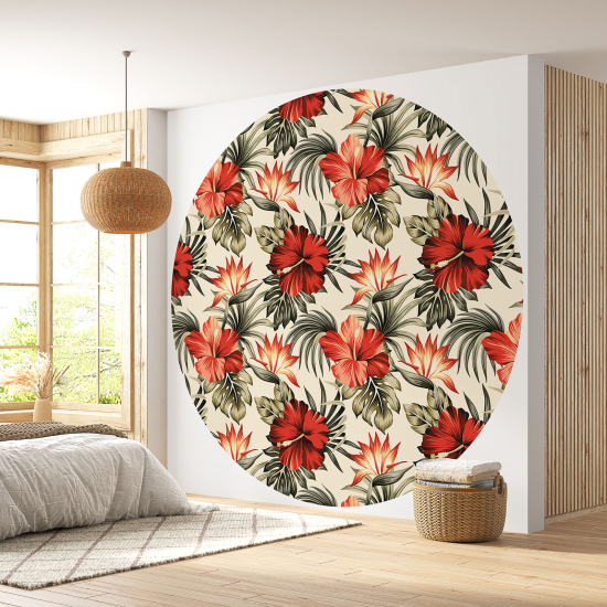 Papel pintado redondo - Motivo floral