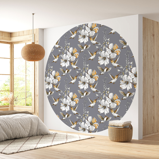 Papel pintado redondo - Motivo floral