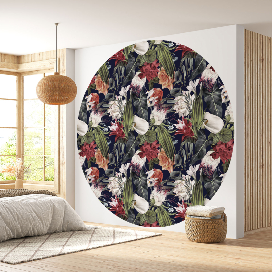 Papel pintado redondo - Motivo floral