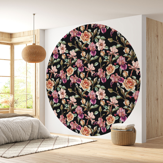 Papel pintado redondo - Motivo floral