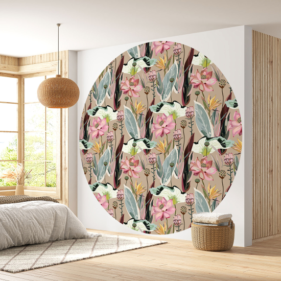Papel pintado redondo - Motivo floral