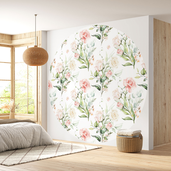 Papel pintado redondo - Motivo floral